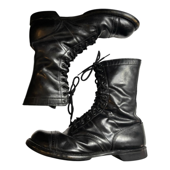 Double H Jump Boots Men’s Black Leather Combat Boots Size 13.5 Lace Up Mid Calf main image 4
